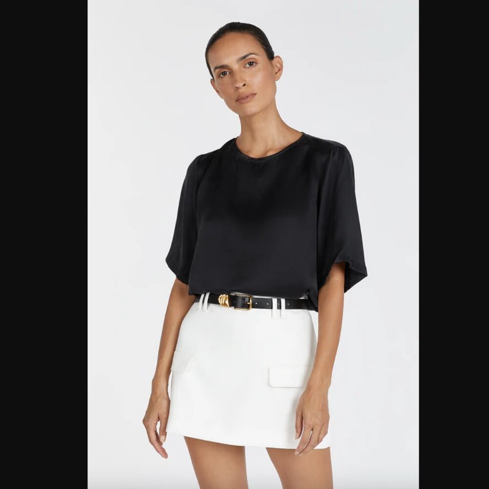 DISSH Layla Black Silk Tee | Size 4